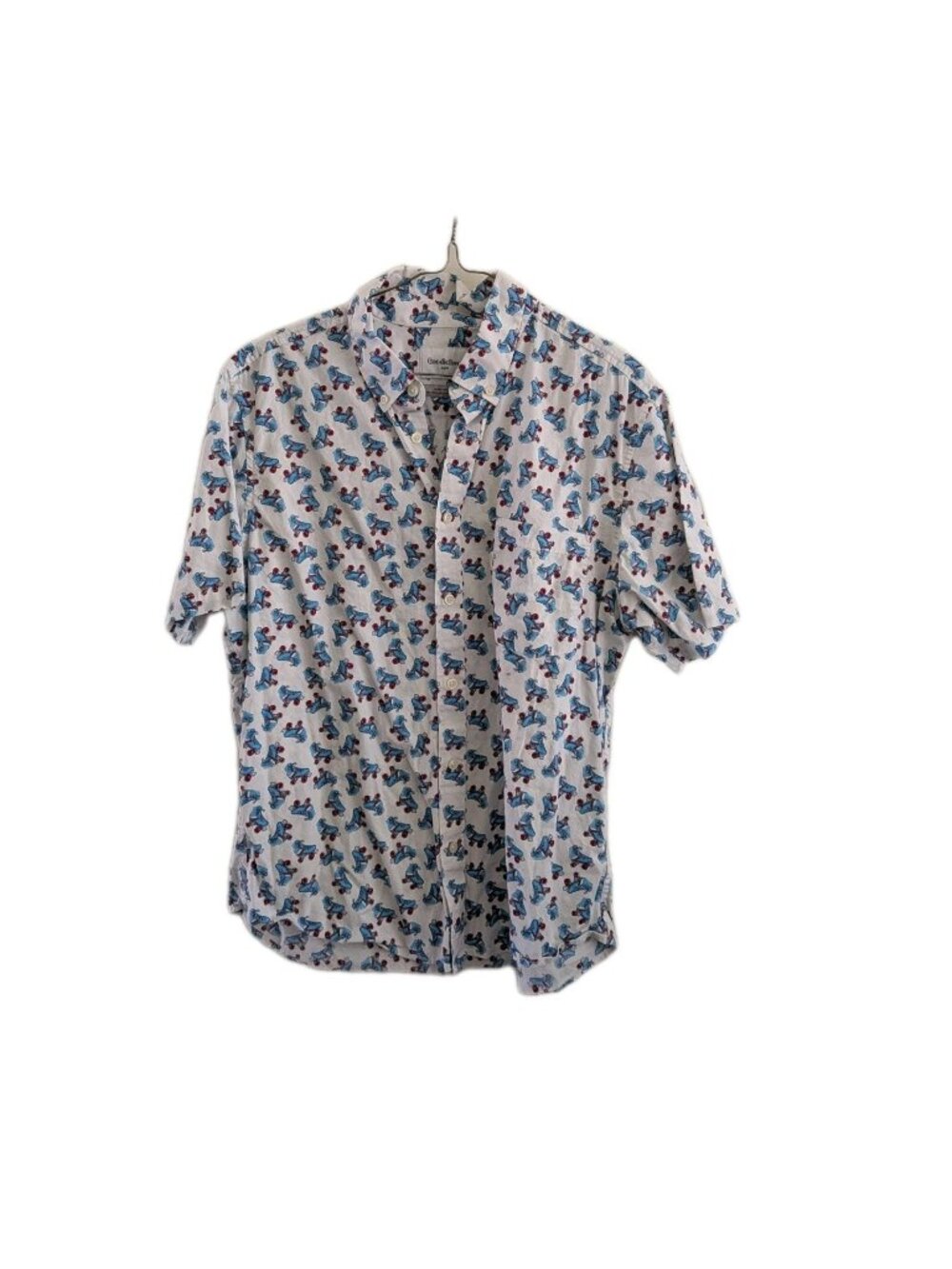 Goodfellow & Co Men Slim Fit Roller Skate Print Short Sleeve Button Down Shirt L